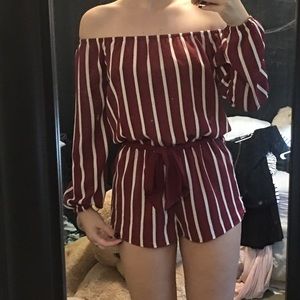 red and white striped romper